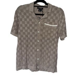Art of Rhetoric light brown checked short sleeve sweater‎ small